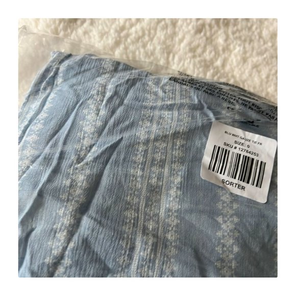 Torrid Light Blue Geo Strip Gauze Wide Leg Pany 0X - Picture 10 of 10